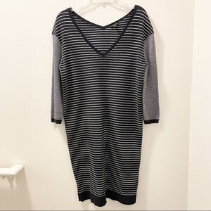 Ann Taylor Striped Navy Knit Sweater Dress - Size M